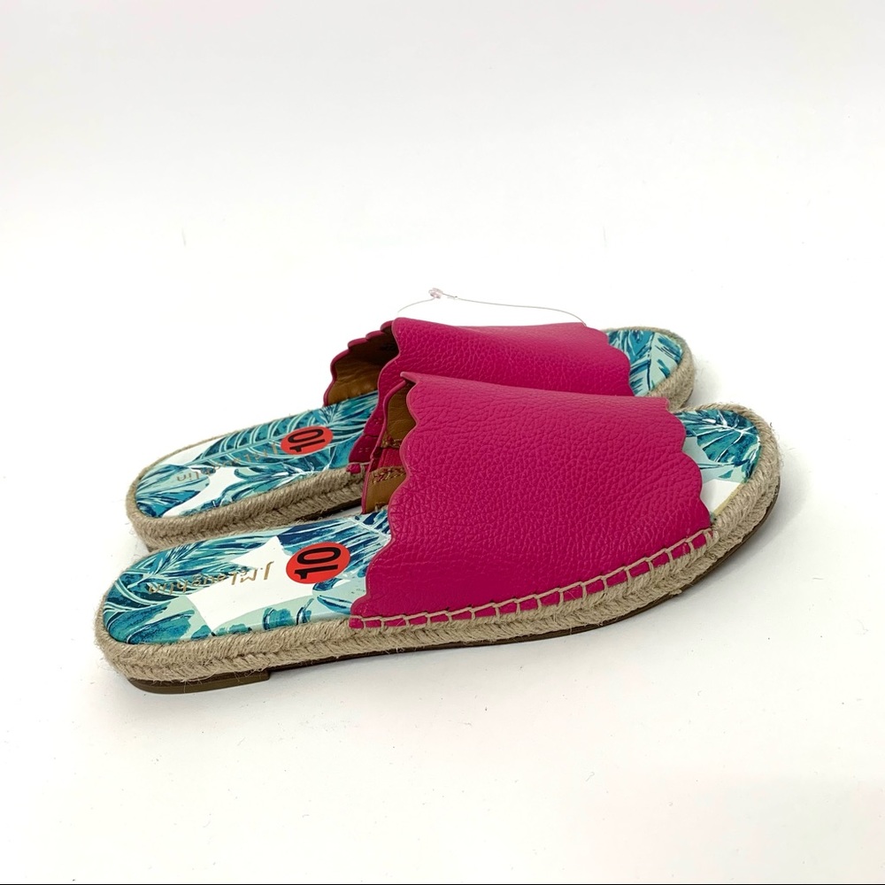J. McLaughlin Pink Pebbled Leather Tropical Espadrille Slide Sandals New Size 10 - Picture 4 of 9